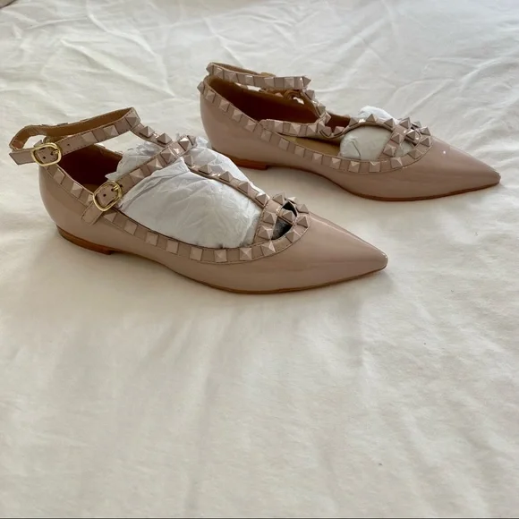 SOLD - Valentino Nude Patent Leather Rockstud Caged Ballet Flat - Picture 6 of 15